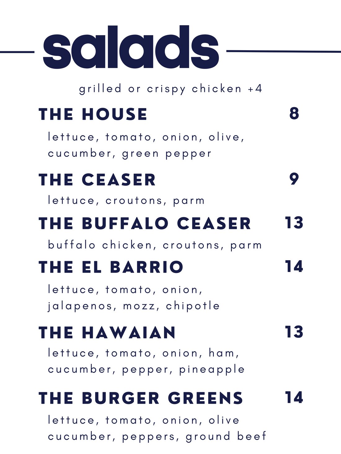 G&J's menu page 9